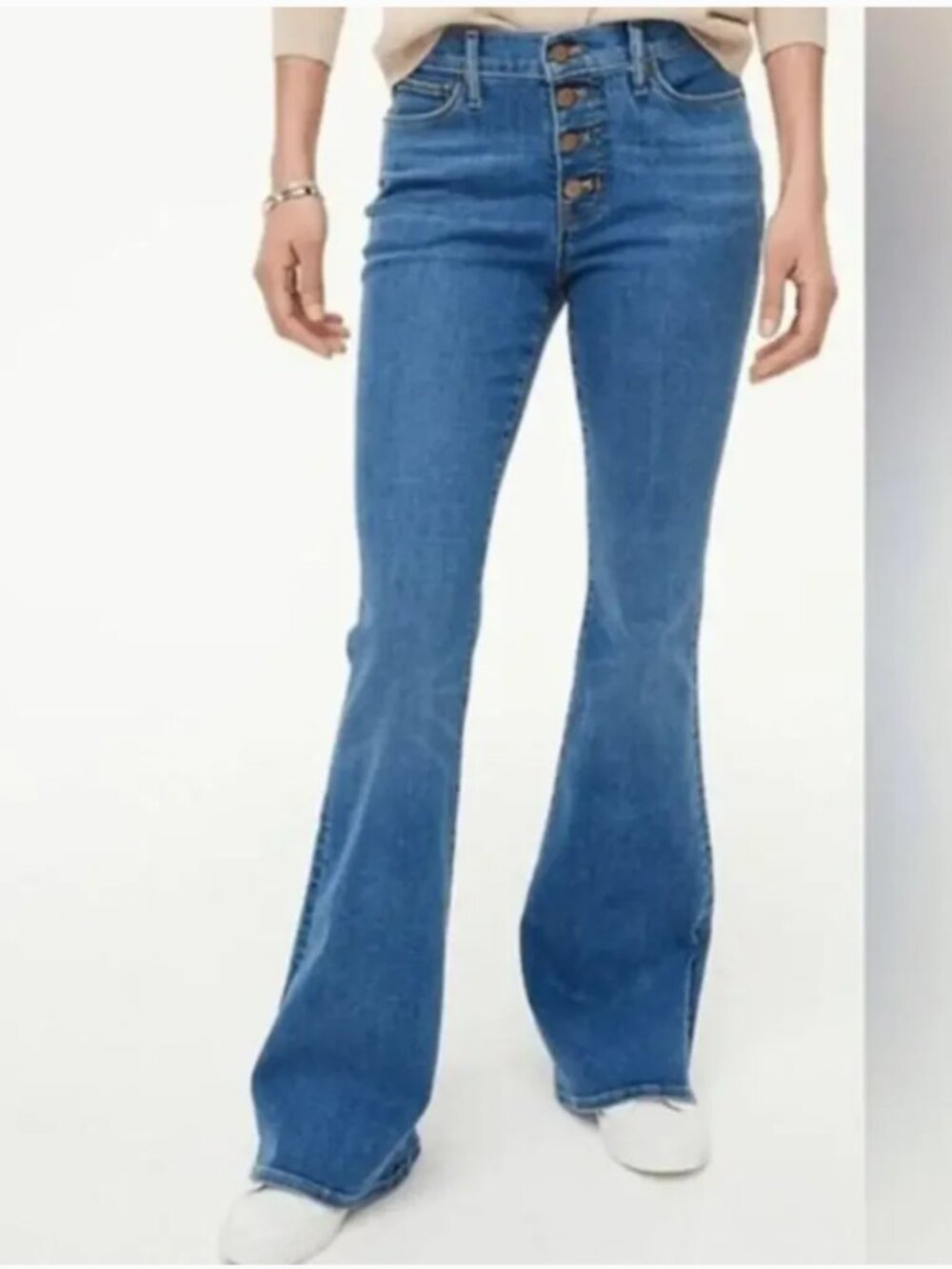 J.Crew Full Length Flare Jeans Button Fly Medium Wash (Size 31)